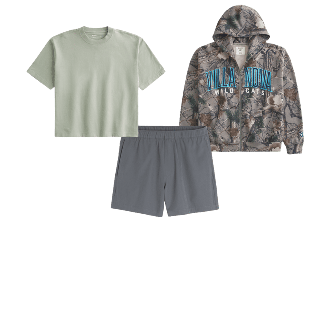 Boxy Zip-Up Villanova Wildcats Graphic Camo Hoodie