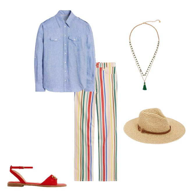 1st bundle featuring 4 items which compliment High Rise Stripe Crop Jeans-Green and Pink Rainbow Stripe