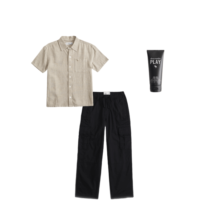 short-sleeve linen-blend icon shirt