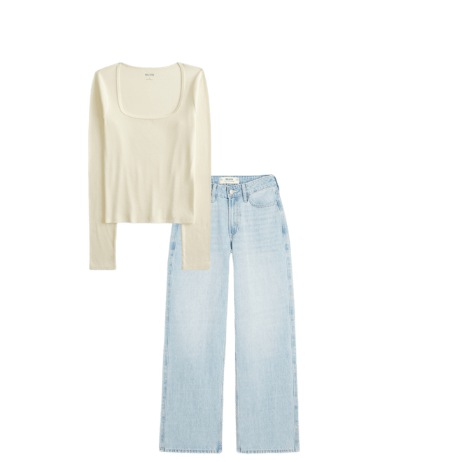 Long-Sleeve Square-Neck Top