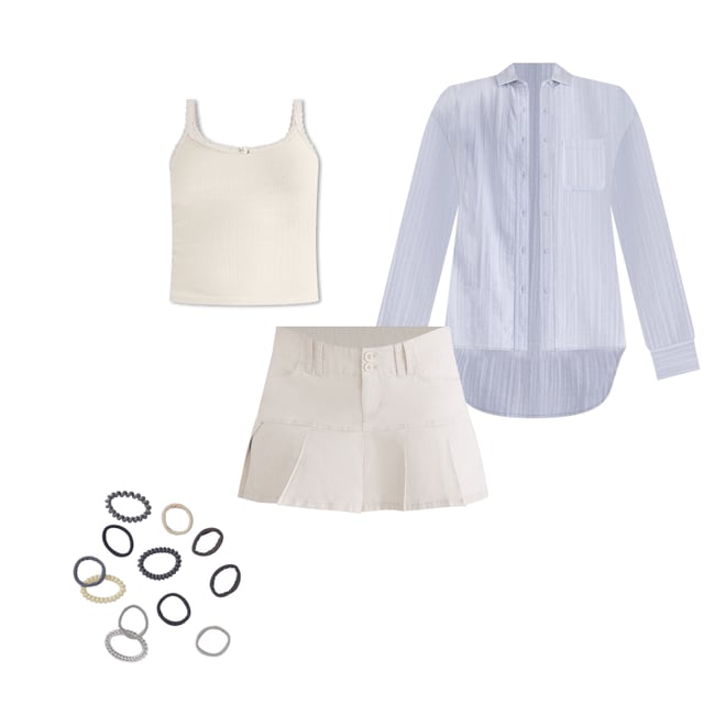 1st bundle featuring 3 items which compliment Long Sleeve Oversized Gauze Shirt