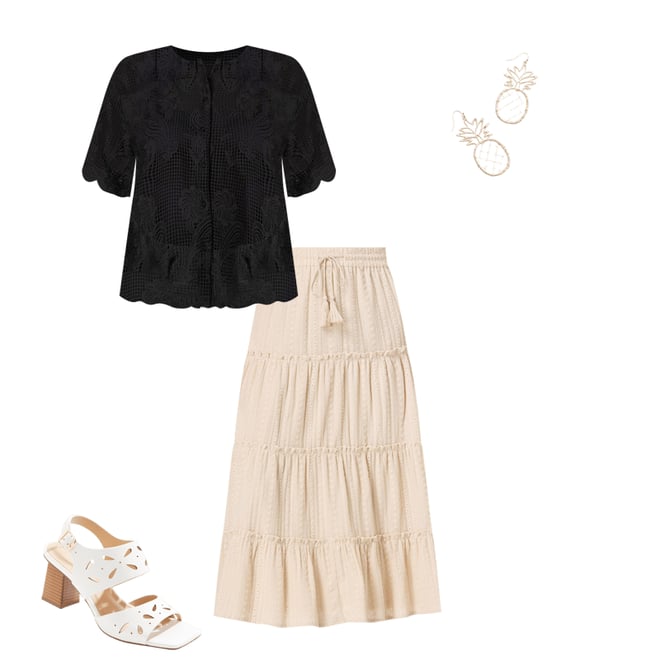 Cato Fashions | Cato Textured Tiered Midi Skirt