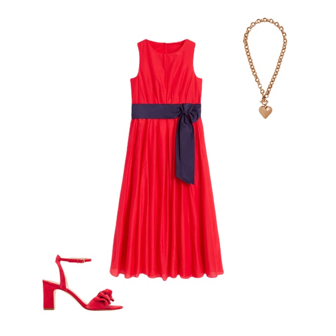 1st bundle featuring 2 items which compliment Pleated Sleeveless Dress-Poppy Red