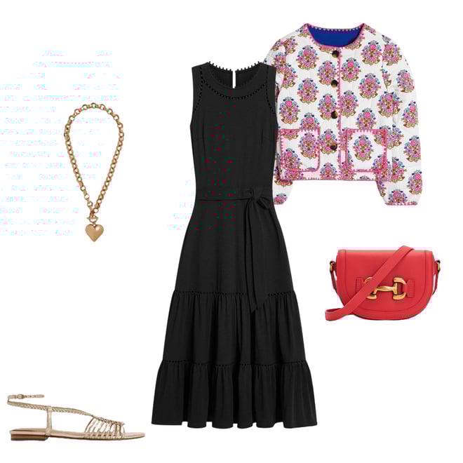 6th bundle featuring 4 items which compliment Mila Trim Tiered Jersey Dress-Black