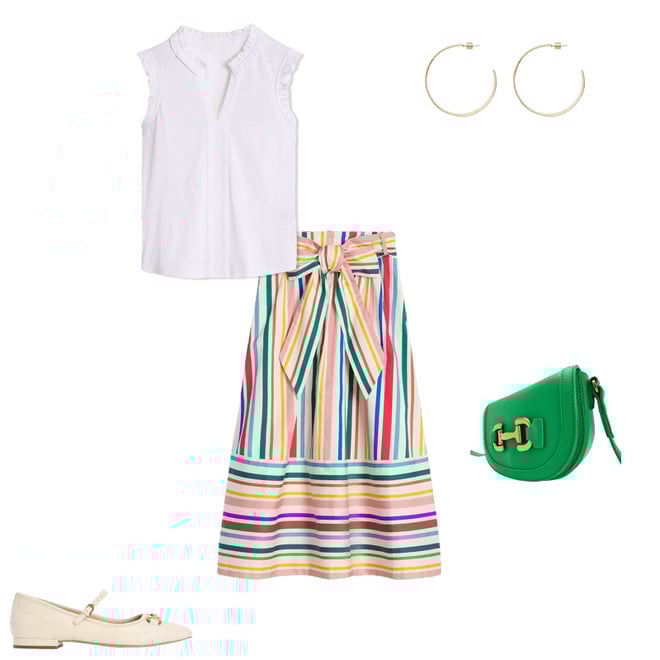 3rd bundle featuring 4 items which compliment Tie Belt Sateen Midi Skirt