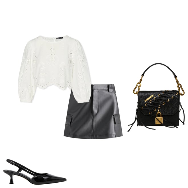 Black Faux Leather Utility Mini Skirt | Women's Designer
