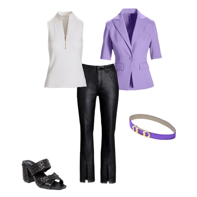 Modern Short Sleeve Blazer Violet Tulip