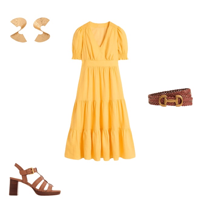 1st bundle featuring 3 items which compliment Anna Linen Tiered Midi Dress