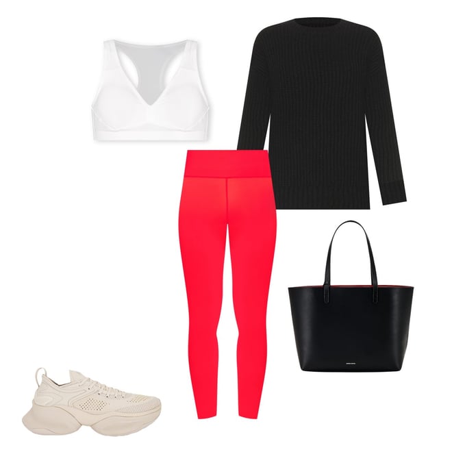 Mansur Gavriel Icon Large Tote in Black & Flamma | REVOLVE