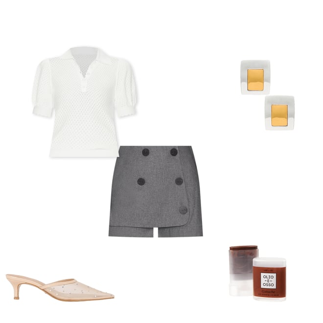 1st bundle featuring 4 items which compliment Double-breasted Skort