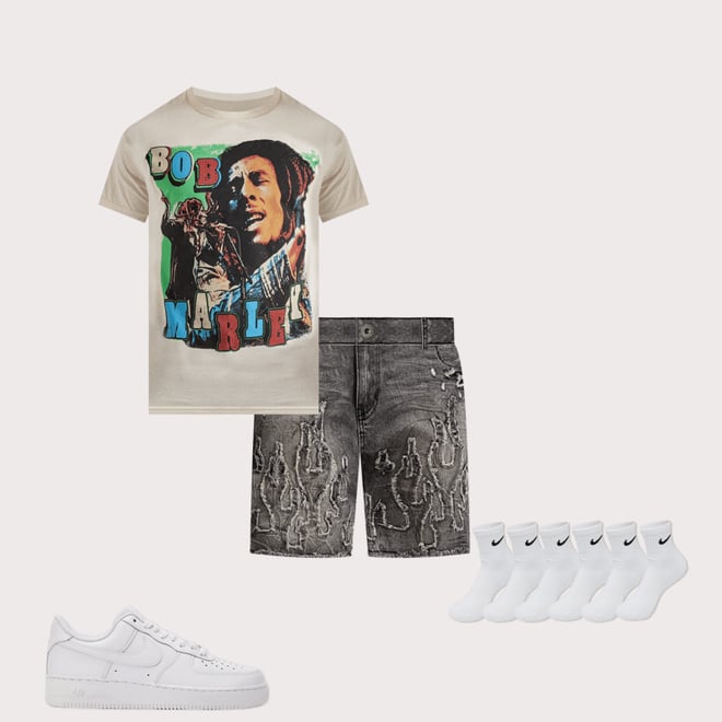 Smoke Rise Flame Applique Shorts