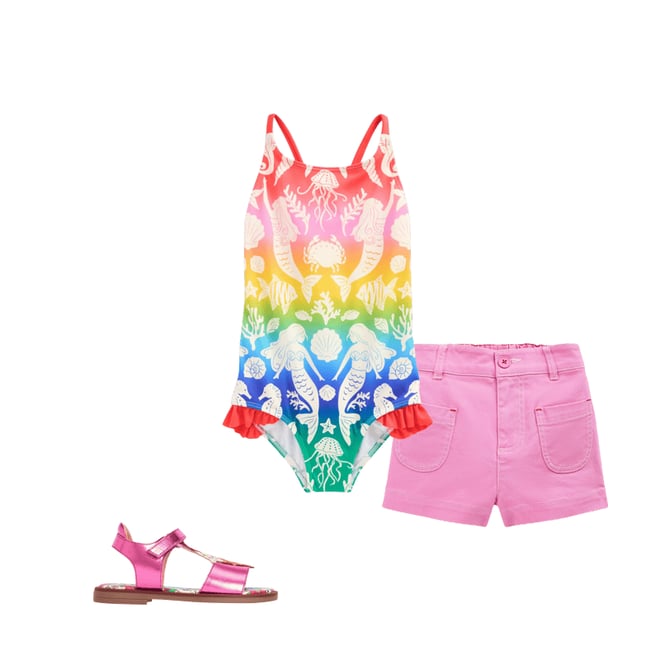 1st bundle featuring 2 items which compliment Pretty Cross-Back Swimsuit-Pink Ombre Mermaids