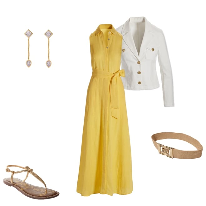 Sleeveless Linen Maxi Shirt Dress Lemon Drop