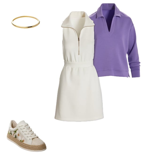 Luxe Lounge Zip Cinched Waist Dress Off White
