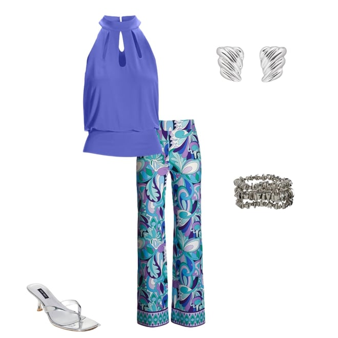 Malibu Print Wide Leg Pant Maldives Abstract