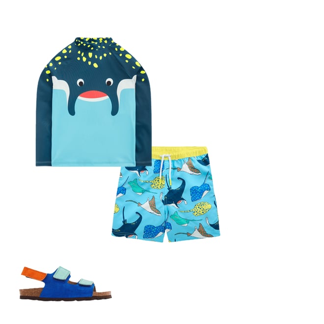 1st bundle featuring 2 items which compliment Logo Rash Vest-Caribbean Blue Stingray