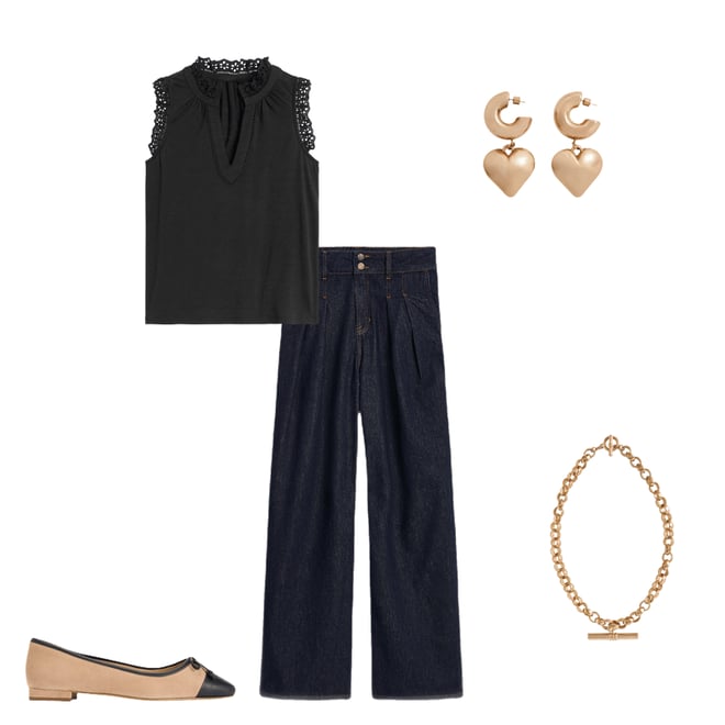 4th bundle featuring 4 items which compliment Mid Rise Fluid Denim Trousers-Indigo Rinse