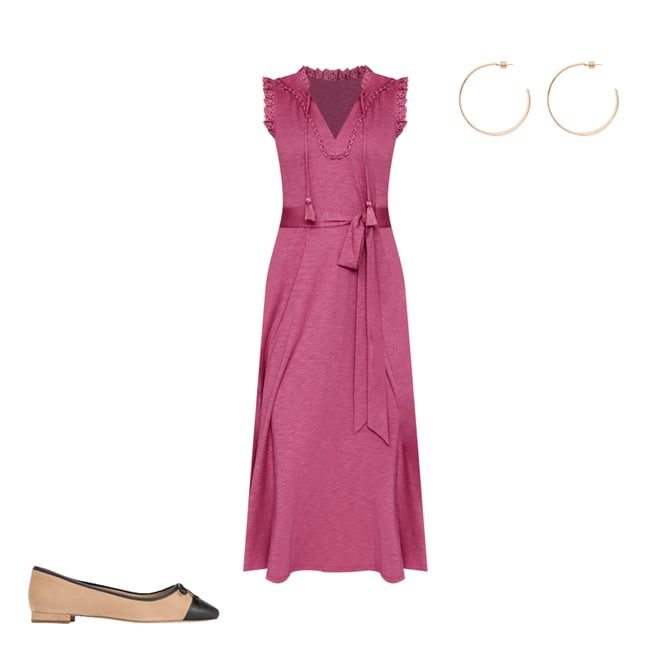 1st bundle featuring 2 items which compliment Aria Broderie Trim Midi Dress-Plum Purple