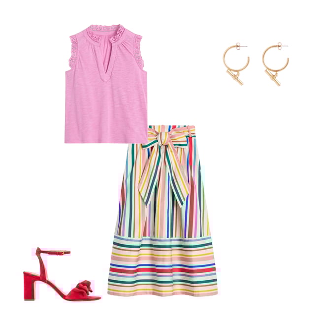 5th bundle featuring 3 items which compliment Tie Belt Sateen Midi Skirt