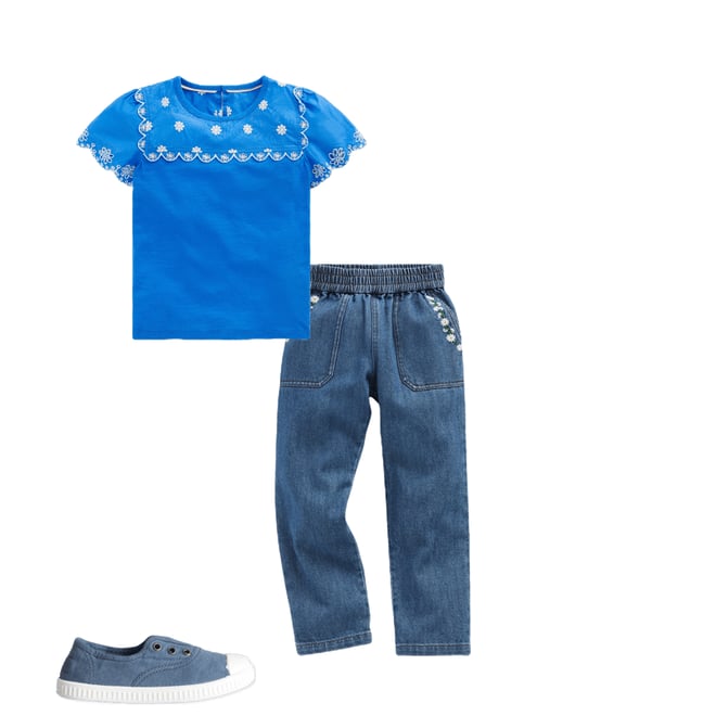 1st bundle featuring 2 items which compliment Broderie Sleeve Tee-Kingfisher Blue