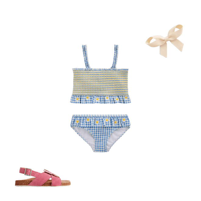 Pretty Peplum Bikini-Smocked Gingham Daisy | Boden Global