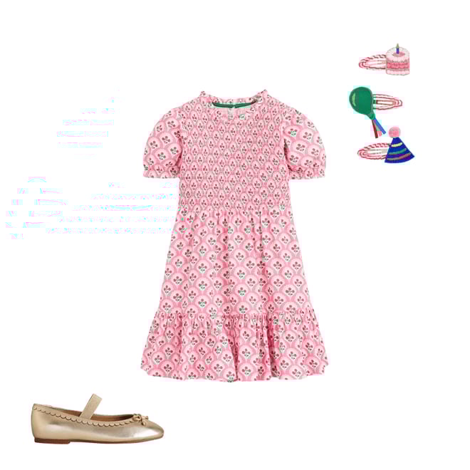 1st bundle featuring 2 items which compliment Aurora Shirred Twirly Dress-Pink Rose Woodblock Floral
