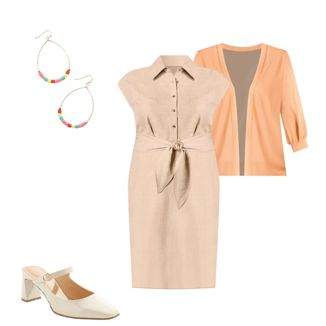  Cato Fashions | Cato Plus Size Natural Tie Back Midi Dress
