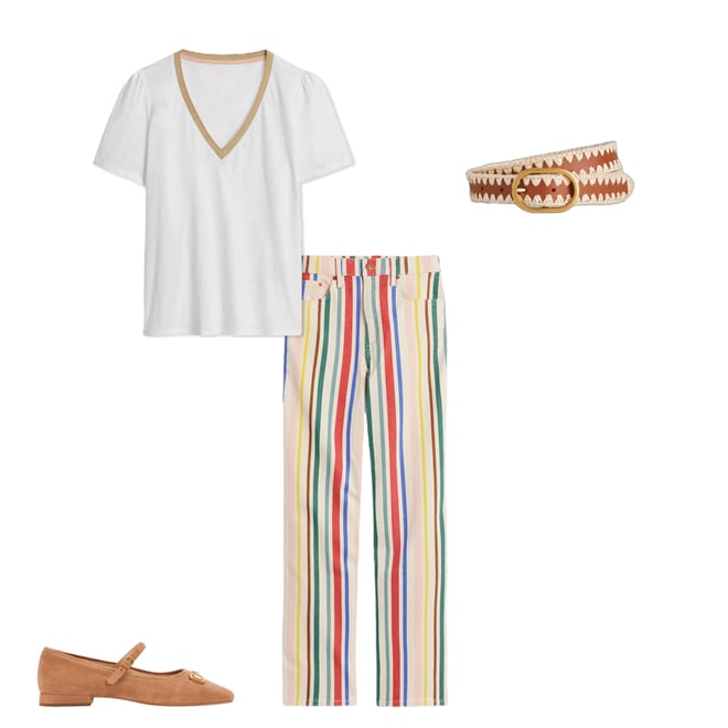 3rd bundle featuring 3 items which compliment High Rise Stripe Crop Jeans-Green and Pink Rainbow Stripe
