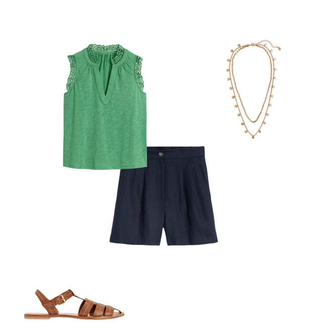 3rd bundle featuring 3 items which compliment Aria Broderie Trim Vest-Aloe Green