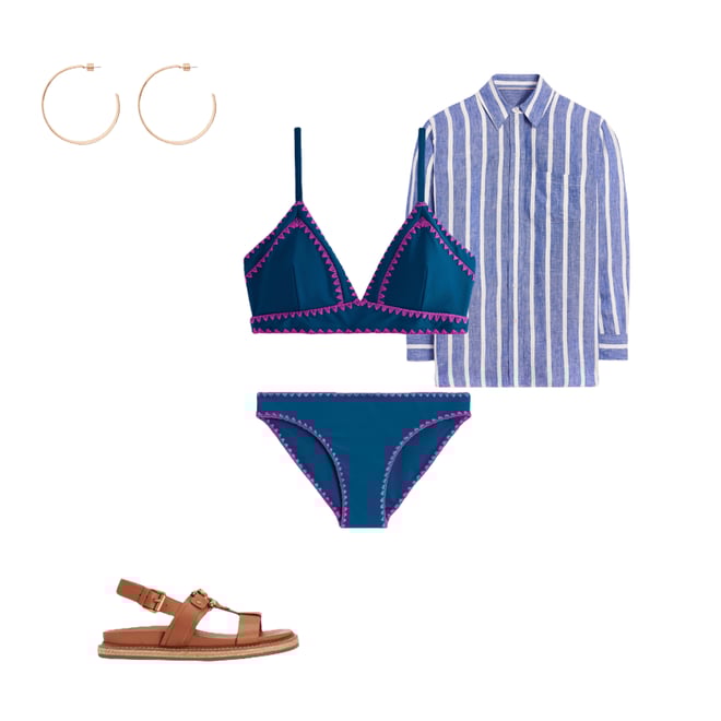 2nd bundle featuring 4 items which compliment Sadie Relaxed Linen Shirt-Bright Blue Woven Breton