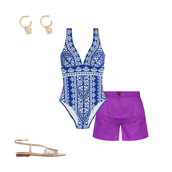 3rd bundle featuring 3 items which compliment Porto V-Neck Swimsuit-Bright Blue, Ornate Stripe