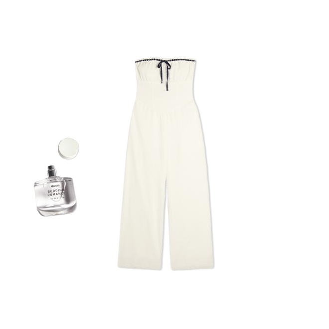 Linen-Blend Strapless Jumpsuit