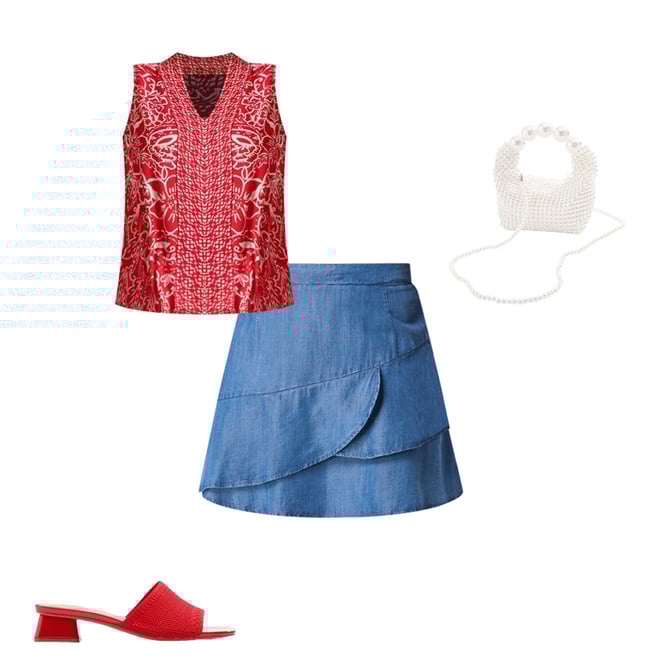  Cato Fashions | Cato Plus Size Ruffled Chambray Skort