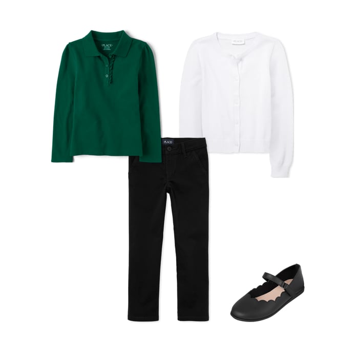 4th bundle featuring 3 items which compliment Girls Uniform Ruffle Pique Polo