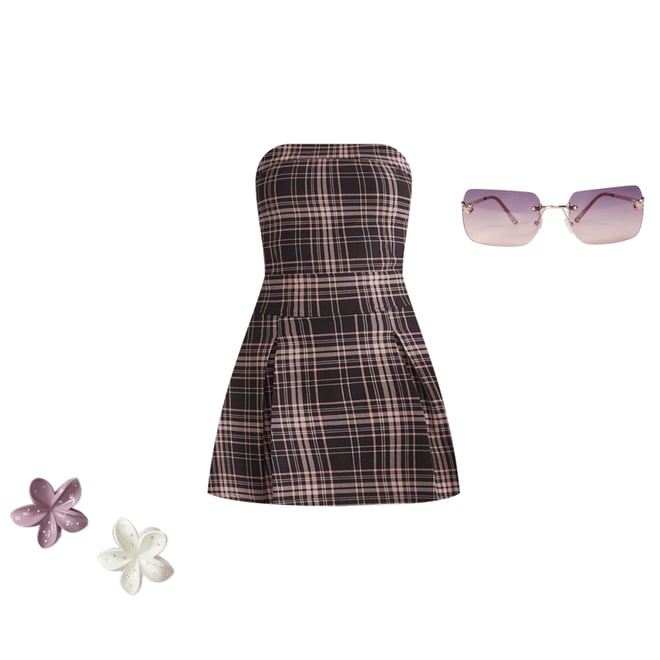 Plaid Strapless Drop-Waist Mini Dress