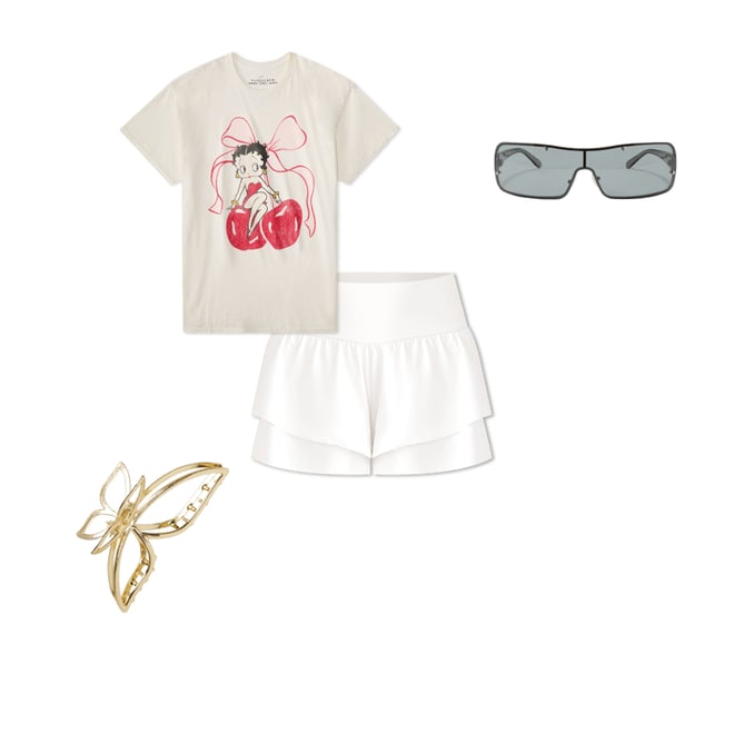 WomenTopsBetty Boop Cherries Oversized Graphic TeeBetty Boop Cherries Oversized Graphic Tee
