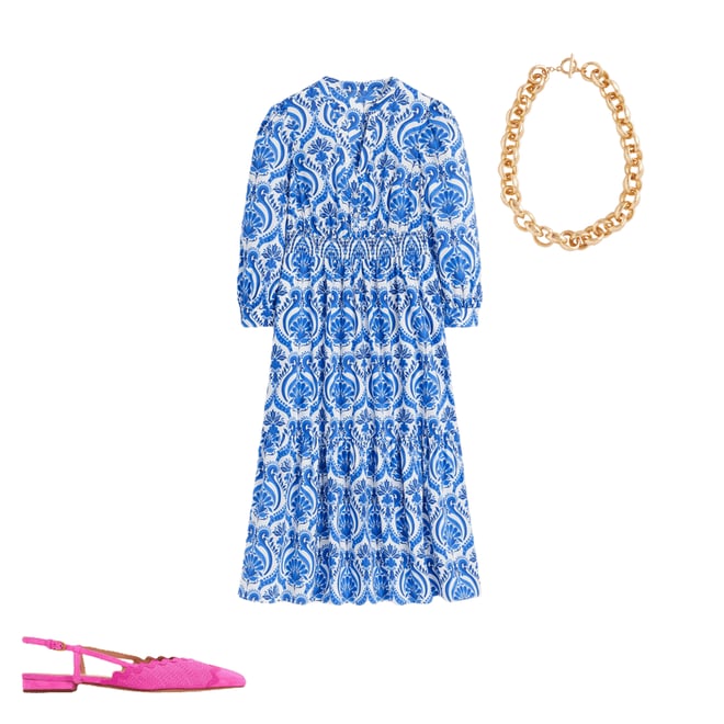 3rd bundle featuring 2 items which compliment Elena Tiered Cotton Midi Dress-Blue, Ornamental Floral