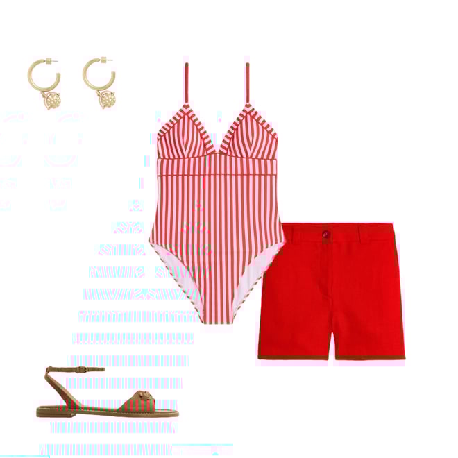 4th bundle featuring 3 items which compliment Westbourne Linen Shorts-Poppy Red