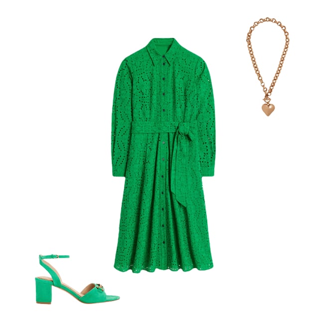 6th bundle featuring 2 items which compliment Amy Broderie Midi Shirt Dress-Rich Emerald