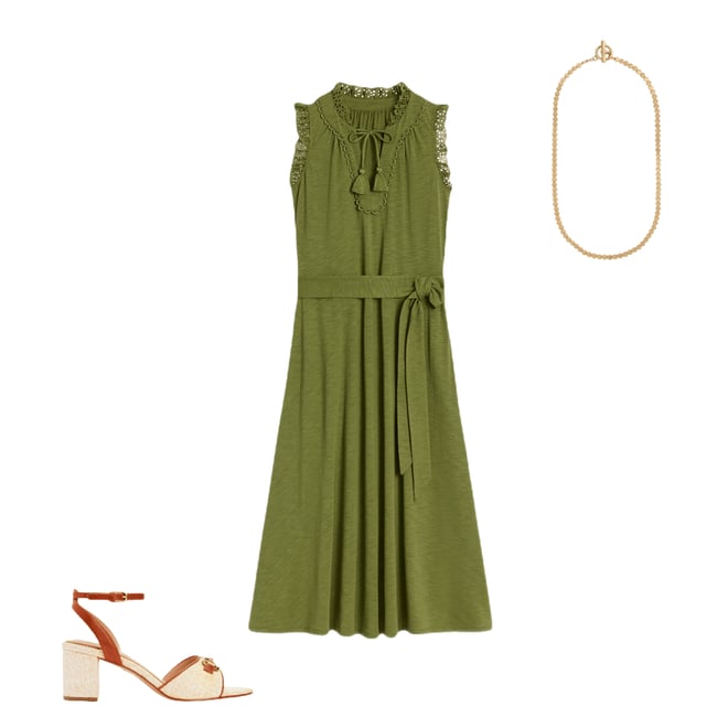 5th bundle featuring 2 items which compliment Aria Broderie Trim Midi Dress-Deep Olive