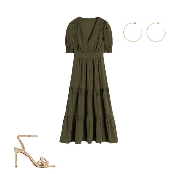 6th bundle featuring 2 items which compliment Anna Double Cloth Midi Dress-Woodland Green