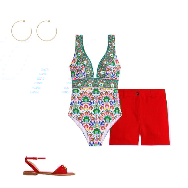 6th bundle featuring 3 items which compliment Westbourne Linen Shorts-Poppy Red
