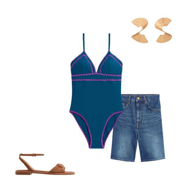 1st bundle featuring 3 items which compliment Kasos String V Neck Swimsuit