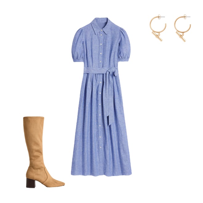 4th bundle featuring 2 items which compliment Alexa Linen Maxi Shirt Dress-Grey Blue Chambray