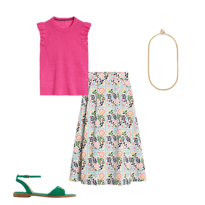 2nd bundle featuring 3 items which compliment Isabella Cotton Sateen Skirt-Multi, Vine Tile