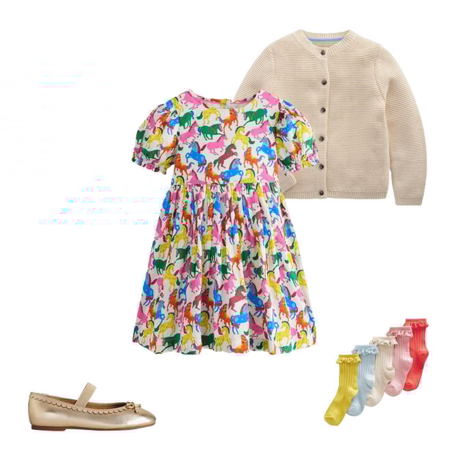 1st bundle featuring 3 items which compliment Madeline Woven Dress-Multi Rainbow Horse