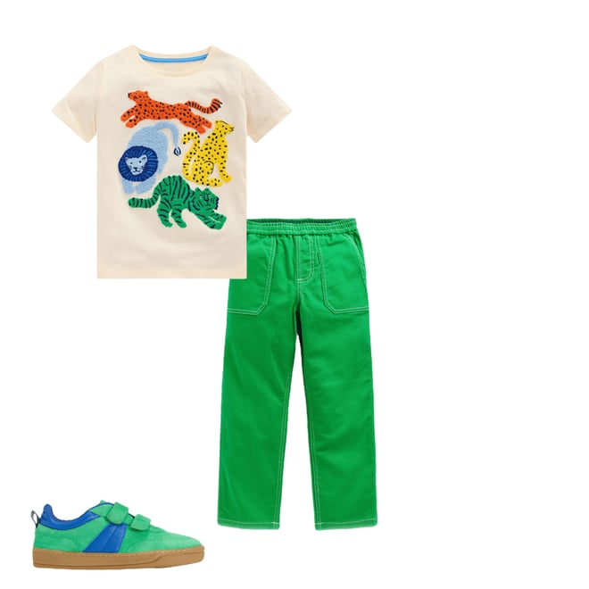 2nd bundle featuring 2 items which compliment Short Sleeve Bouclé T-shirt-Soft Ivory Big Cats