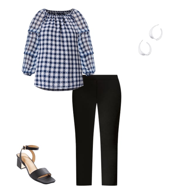 Cato Fashions | Cato Plus Size Blue Gingham Off Shoulder Top Cato Fashions | Cato Plus Size Blue Gingham Off Shoulder Top