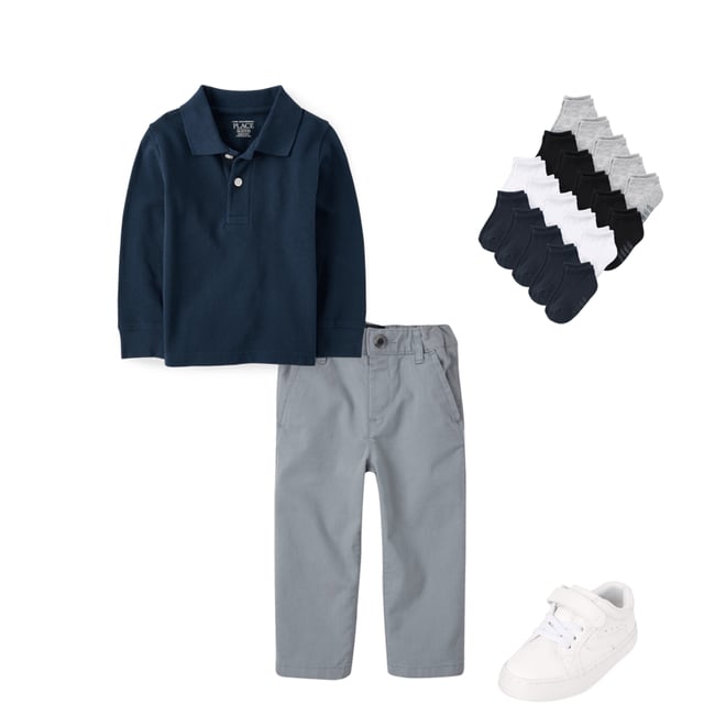 1st bundle featuring 3 items which compliment Baby And Toddler Boys Uniform Stretch Straight Chino Pants