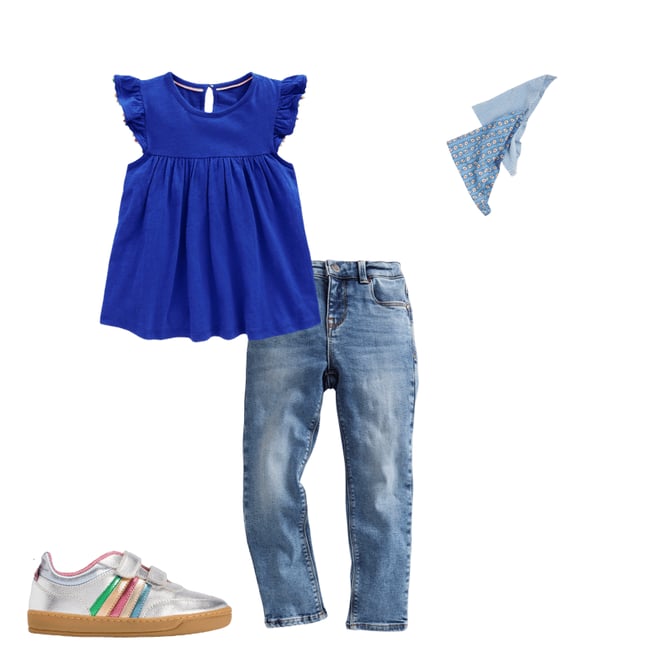 2nd bundle featuring 3 items which compliment Frill Sleeve Pom Top-Bright Blue